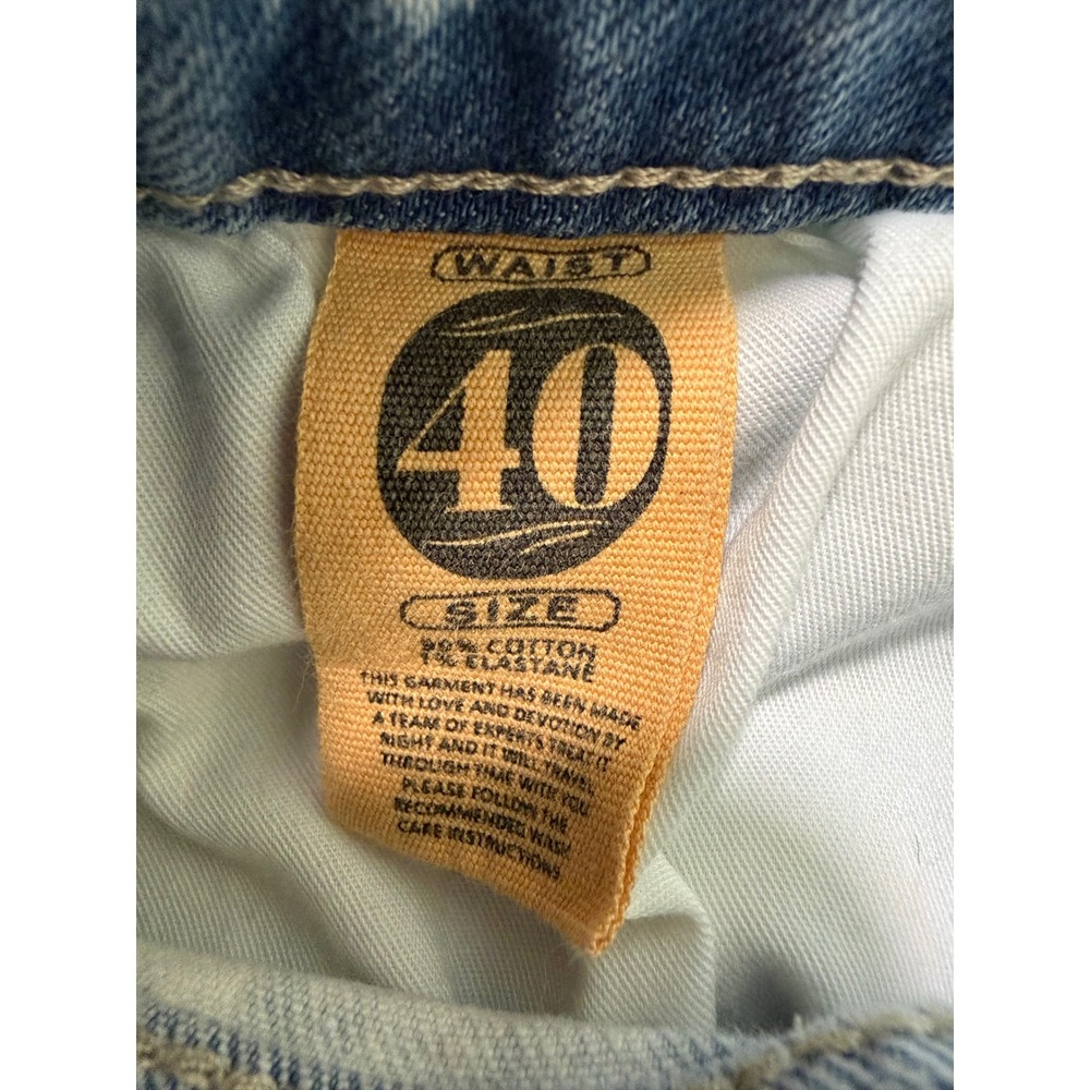 Grindhouse Denim Mens Acid Wash Distressed Jean Shorts Blue White Size 40 - Picture 5 of 7